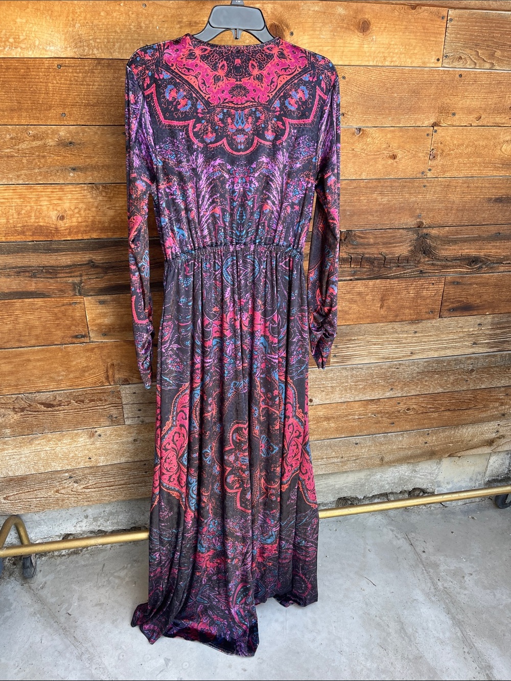 Free People Velvet Paisley Wide-Leg Jumpsuit in Pink & Blue - Picture 11 of 11